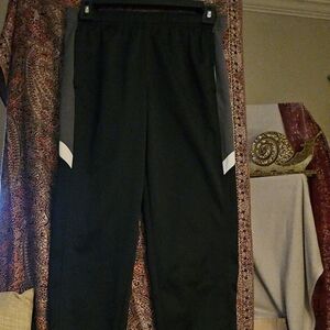 EUC Youth Athletic Works Black Joggers with Gray & White Accents W/pockets